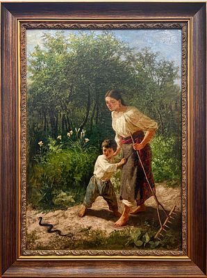 (М) Трутовский Константин Александрович (1826-1893) - Испуг. 1879 г. Холст, масло. 82 х 57,5 см ...