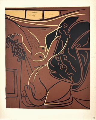 (П) Пабло Пикассо (1881-1973) - Женщины, смотрящие в окно. Лист из издания «Линогравюры ...