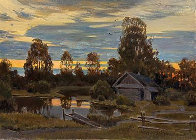 (П) Татаринов Герман Алексеевич (1925 – 2006) Вечер в деревне Гребло. 1971 г.