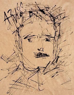 (М) Зверев Анатолий Тимофеевич (1931−1986) - Мужчина с усиками. 1969 г. Бумага, тушь, 36,5×29 ...