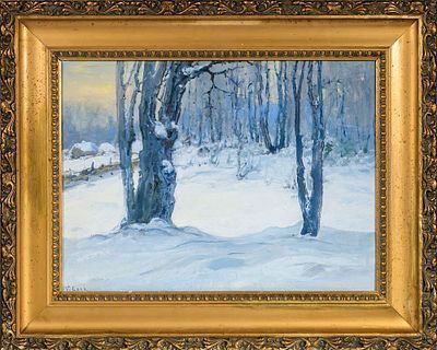 (М) Леви Василий Филиппович - Зимний пейзаж. 1951 г. Картон, масло. 48,3 х 64 см ЭКСПЕРТНОЕ ...
