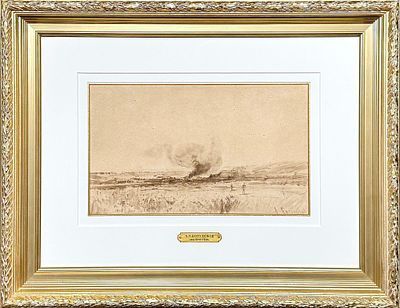 (М) Боголюбов Алексей Петрович (1824-1896) - Пожар в Степи. 1870-е-начало 1890-х гг. Бумага на ...