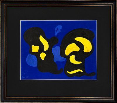 (П) Вечтомов Николай Евгеньевич (1923-2007) - Ночные маски. 1958 г. Бумага, гуашь. 33 х 42 см ...