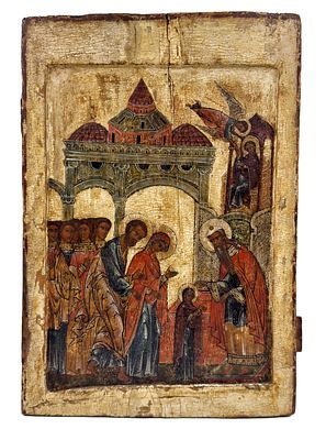 [ТОП-ЛОТ] (П) Икона "Введение во храм". XVI в. Вологодский край. Дерево, темпера. 60 х 41 см ...