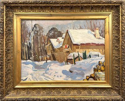 (П) Химона Николай Петрович (1866-1929) - Зимний пейзаж. 1900-1910-е гг. Холст, масло. 34,5 х ...
