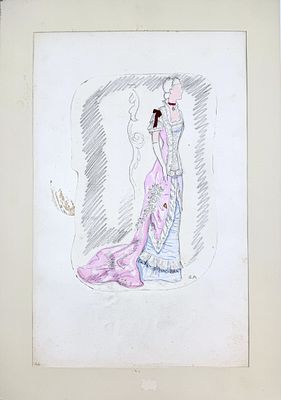 (П) [Приписывается] Анненков Юрий Павлович (1889-1974) Эскиз женского театрального костюма.