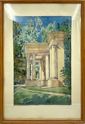 (П) [Приписывается] Лансере Николай Евгеньевич (1879 — 1942) Березовый павильон в Гатчине 1906 г.