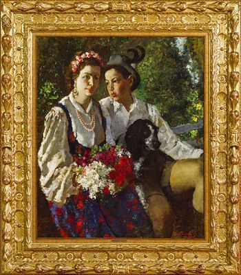 (М) *Исупов Алексей Владимирович (1889-1957) Семейный портрет. 1942 г. Дерево, масло. 110 х 89,8 см
