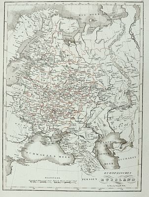 (П) Карта Европейской части России. 1820-е гг. Изд. в картографическом заведении Трампеля (In Wien bei Trampels Neffe), Австрия.