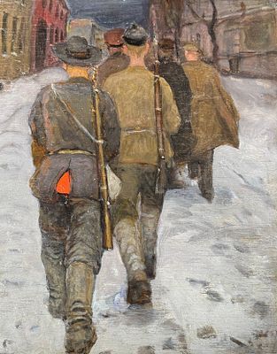 (М) Вахрамеев Александр Иванович (1874-1926) - Ночной дозор. 1920-е гг. Холст, масло. 40 х 30,5 ...