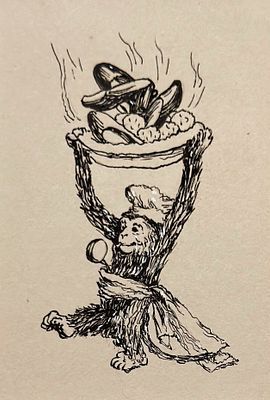 [Круг Лебедева] Конашевич Владимир Михайлович (1888-1963) Мартышка. Эскиз к стихотворению К.И. Чуковского "Телефон".1930-е гг.