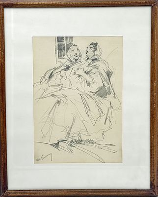 (П) Колесников Степан Федорович (1879-1955) - Барышни крестьянки 1910-е годы. Бумага, карандаш ...