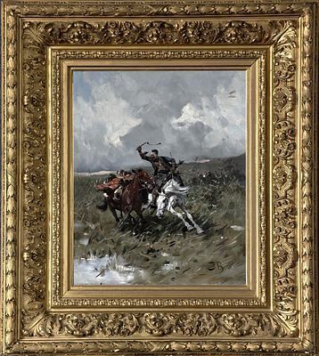 (М) Неизвестный художник Мюнхенской школы - Воин. Конец XIX в. Холст, масло. 57,5 х 46,6 см. ...