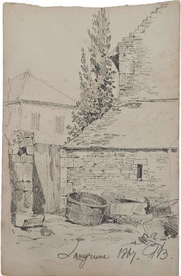 (П)* Брюллов Павел Александрович (1840 - 1914) - Парижский пейзаж. 1867 г. Бумага, карандаш 18 ...