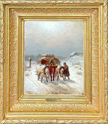 (М) Сверчков Николай Егорович (1817-1898) - Ямская тройка зимой. Последняя четверть XIX в. ...