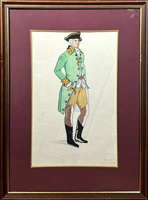 (М) Анненков Юрий Павлович (1889-1974) - Эскиз охотничьего костюма Людовика XVI к фильму ...