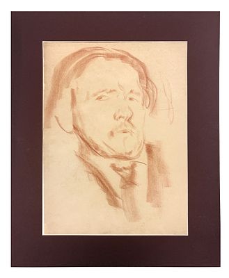 (М) Малявин Филипп Андреевич (1869-1940) - Автопортрет. 1900-е гг. Бумага, сангина. 45 х 32,8 ...