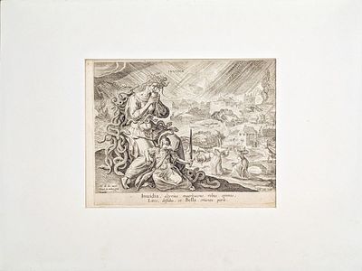 (П) Мартен де Вос (1532 - 1603) - художник; Карел де Маллери (1571-1635) - гравер Гравюра "Зависть". Голландия, Антверпен, 1600 г.