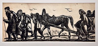 [Мир Искусства] Белкин Вениамин Павлович (1884-1951) - [Иудаика] Исход Бумага, тушь 16 х 32 ...