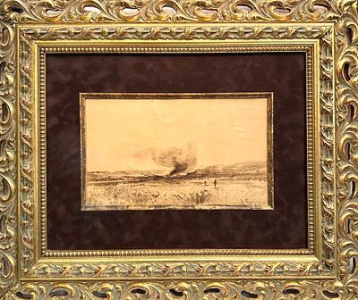 (М) Боголюбов Алексей Петрович (1824-1896) - Пожар в Степи. 1870-е-начало 1890-х гг. Бумага на ...