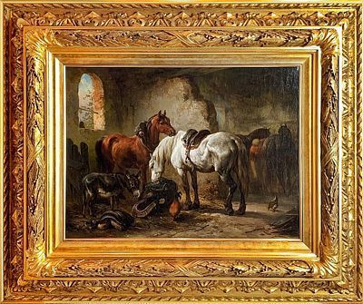 (М) *Морозов Александр Иванович (1835-1904) - На конюшне. Середина 1870-х - 1880-е гг. Холст, ...