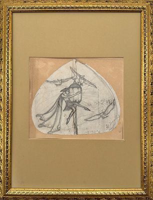 [Мир Искусства] Замирайло Виктор Дмитриевич (1868-1939) - Фея на фонаре. 1921 г. Бумага, ...