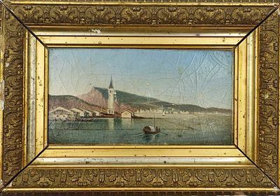 (П) [Приписывается] Боголюбов Алексей Петрович (1824 - 1896) - Пейзаж город у моря. 1870-е гг. ...