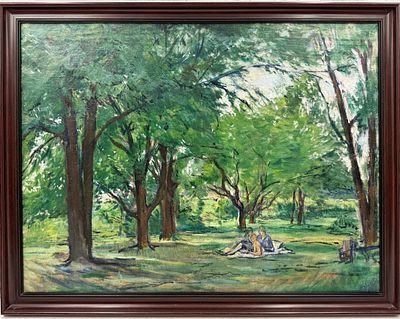 (П) Леонид Александрович Казенин (1897-1965) - В саду. Украина. 1938 г. Холст, масло. 62 х 75 ...