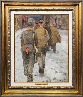 *Вахрамеев Александр Иванович (1874-1926) - Ночной дозор. 1918 г. Холст, масло. 40 х 30,5 см ...