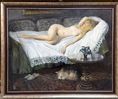 (П) Белявский Альберт Хаимович ( г.р. 1934) - Обнаженная. Вторая половина XX в. Холст, масло. ...