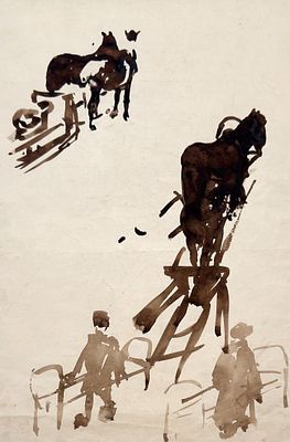 [Мир Искусства] Митурич Петр Васильевич (1887-1956) - Зарисовки крестьян. 35,5 х 22,5 см ...