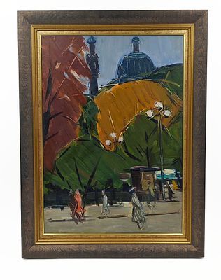 (П) Семенов Арсений Никифорович (1911-1992) - На Кировском проспекте. 1961 г. Картон, масло ...