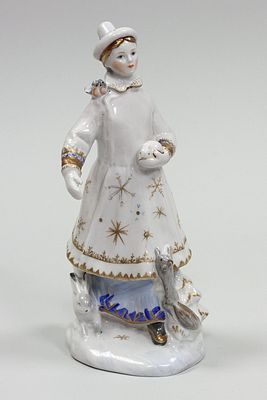 (М) Статуэтка «Снегурочка», скульптор Велихова С. Б., ЛФЗ, 1950-60 гг. Высота 18,9 см Фарфор, ...