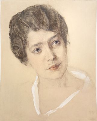 (М) Вахрамеев Александр Иванович (1874-1926) - Портрет Х.Х Вахрамеевой. 1921 г. Тонированная ...