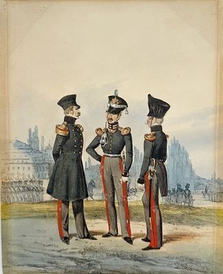 (М) Дитрих Генрих Мария Монтен (1799 -1843) - автор оригинала; Эккерт Вайс - издатель.Офицеры пехоты герцогства Саксен-Альтенбургского. Подполковник, капитан пехоты, первый лейтенант егерей. Изд. в Вюрцбурге, ок. 1840 г.
