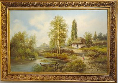 (П) [Приписывается] Бажин Николай Николаевич (1856 - 1917) - "Хатка у озера". Конец XIX в. ...