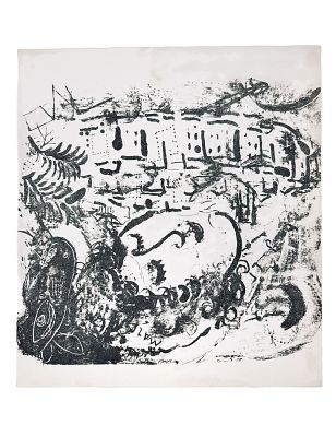 (П) Шагал Марк Захарович (Хацкелевич) (1887–1985) - Деревня. 1957 г. Бумага, литография. 23 х ...