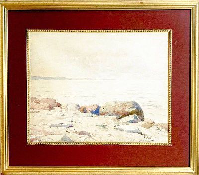 (М) *Крыжицкий Константин Яковлевич (1858-1911) - Берег моря. 1895 г. Бумага, акварель. 35 х 44 ...