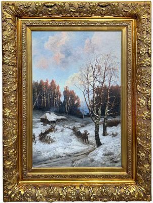 (М) Френц Рудольф Федорович (Фердинандович) (1831-1918) Зимний пейзаж. 1892 г.