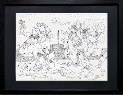 Брусиловский Анатолий Рафаилович (1932 г.р.) - Скифы. Жертва мечу. 1980 г. Бумага, тушь. 23 х ...