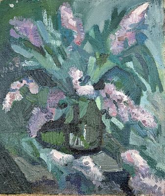 (П) Бушуев Дмитрий (1946 г. р.) - Сирень. 1992 г. Холст, масло. 47 х 40 см
