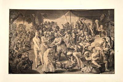 (М) Гравер Роберт Сойер - Сцена на индийском рынке, бой петухов. 1793 г. Бумага, гравюра. ...