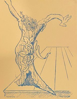 (П) Макс Эрнст (Max Ernst, 1891–1976)Электра (Elektra). 1959 г. Бумага, цветная ксилография на желтой веленевой бумаге Canson Montgolfier. 31 х 24,5 см