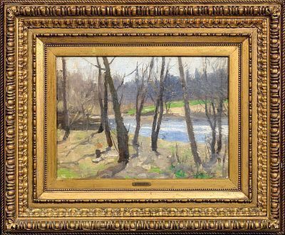 (М) Степанов Алексей Степанович - Ранняя весна. 1900-е - 1910-е гг. Холст на картоне, масло. 33 ...