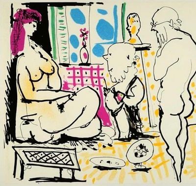 (П) Пабло Пикассо (1881 - 1973) Художник и его модель (Обнаженная). 1966 г.
