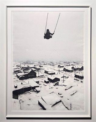 (М) Волков Игорь Александрович (1986 г.р.) - Качели. 2025 г. Бумага, акварель. 82 х 61 см ...