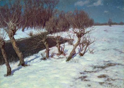 (М) *Шультце Иван Федорович (1874-1939) - Лунная ночь. 1913 г. Холст, масло. 37,7 х 55,5 см ...