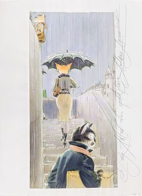 Аринушкин Андрей (1964 г.р.) Иллюстрация про кота художника. Приключения с кошкой. 2000-е гг.