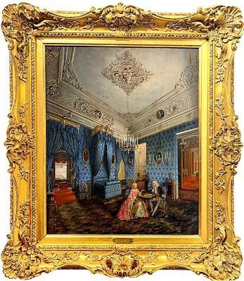 (М) Тутукин Петр Васильевич (1819-1900) - За игрой в шахматы. 1860 г. Картон, масло. 55 х 46,4 ...