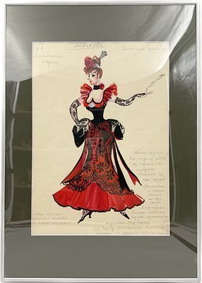 (П) Бруни Татьяна Георгиевна (1902—2001) - Эскиз костюма. 1960-е годы. Бумага, смешанная ...
